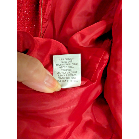 Christopher & Banks Jacket Womens Sz Large Red Sparkle Tweed Like Zip Up - Picture 6 of 9
